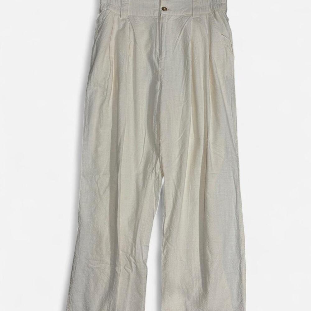Urban outfitters white cream linen pleated trousers